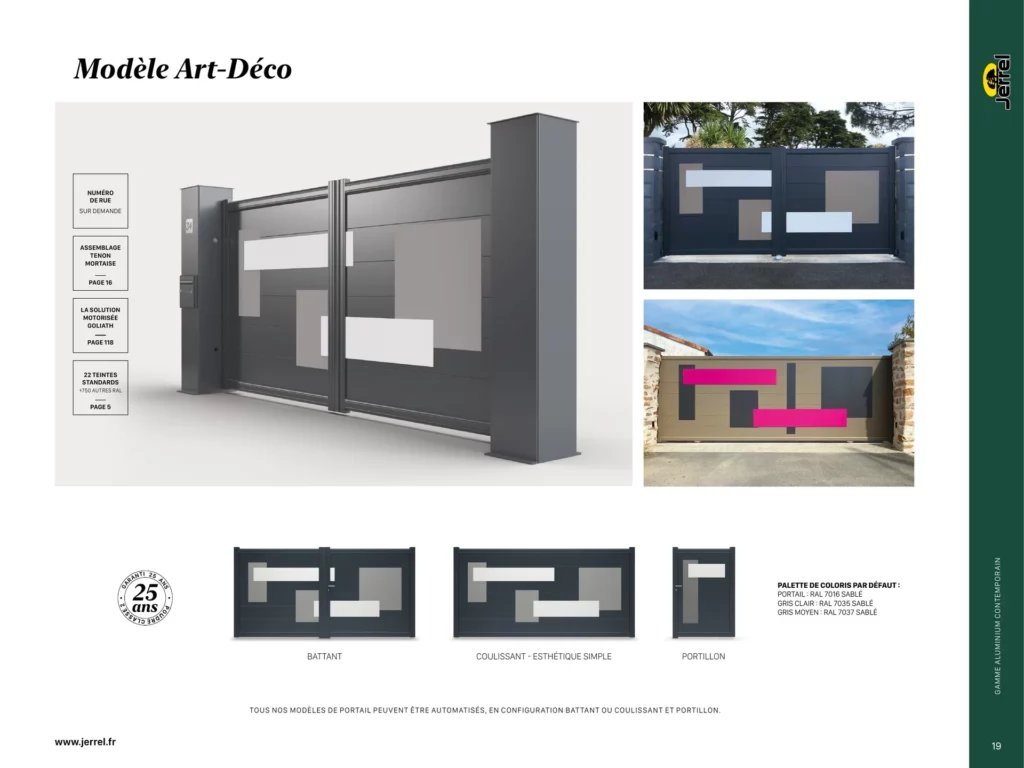 Portail aluminium contemporain Art Deco Jerrel